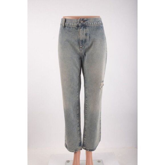 Zara Womens Ripped Jeans Denim Straight Blue Light wash US 8 EU 40 6840/091 NWOT - Picture 1 of 7